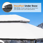 Alora Luxury Double Roof Hardtop Aluminum Gazebo With Decor Hooks, Mosquito Nettings, And LED Lights (SAK91824)