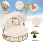 Alora 53-Inch Outdoor Patio Rattan Round Wicker Daybed With Retractable Canopy (SAK69241)