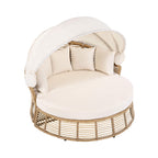 Alora 53-Inch Outdoor Patio Rattan Round Wicker Daybed With Retractable Canopy (SAK69241)