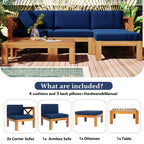 Alora 5-Piece Outdoor Patio Wood Sectional Sofa Set With Cushions (SAK31297)