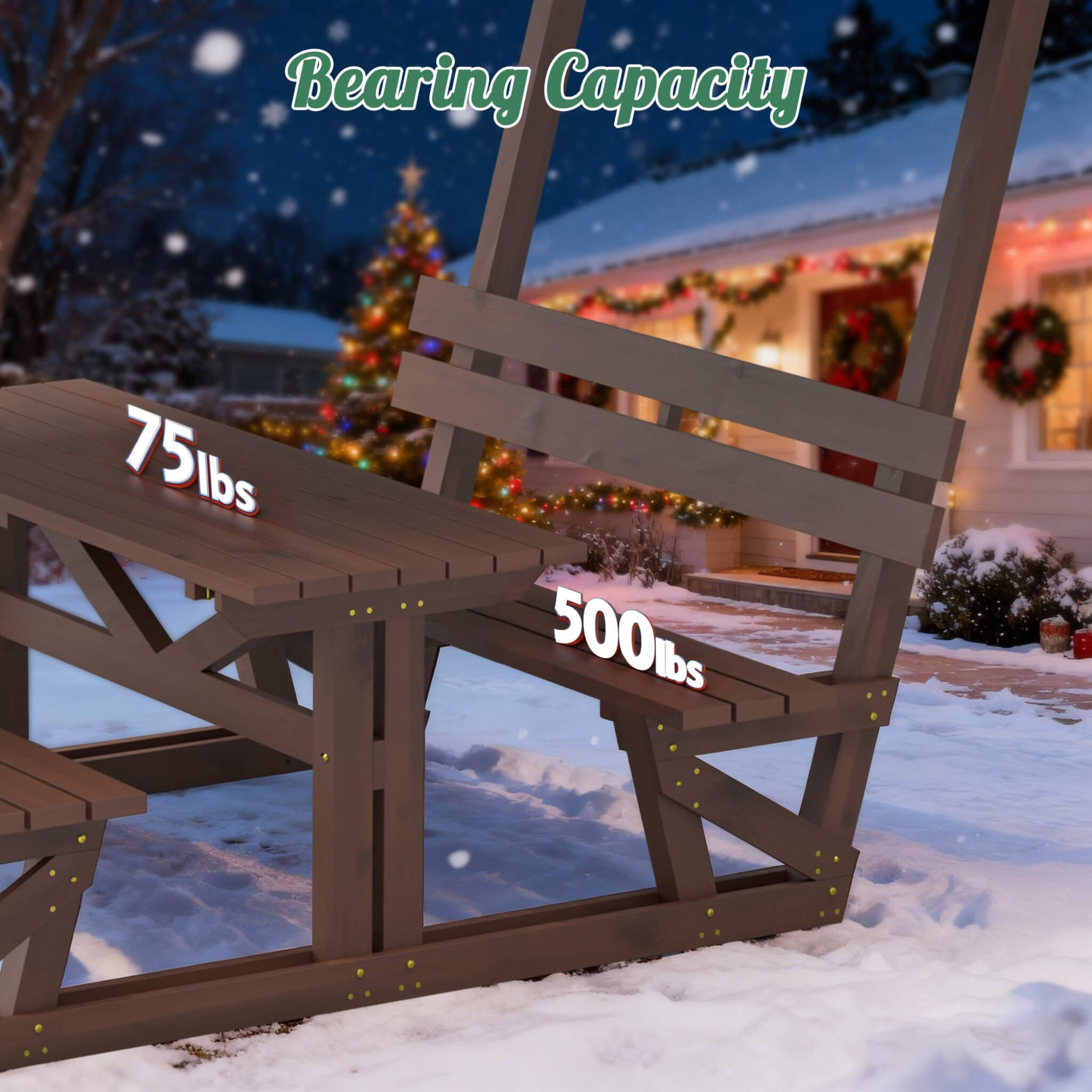 Alora Outdoor Waterproof Wood Picnic Table And Bench Set With Removable Canopy (SAK87135)