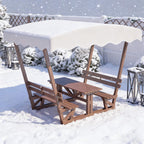 Alora Outdoor Waterproof Wood Picnic Table And Bench Set With Removable Canopy (SAK87135)