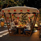 Alora Outdoor Waterproof Wood Picnic Table And Bench Set With Removable Canopy (SAK87135)