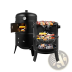 Portable Iron Charcoal Smoker Grill with Thermometer