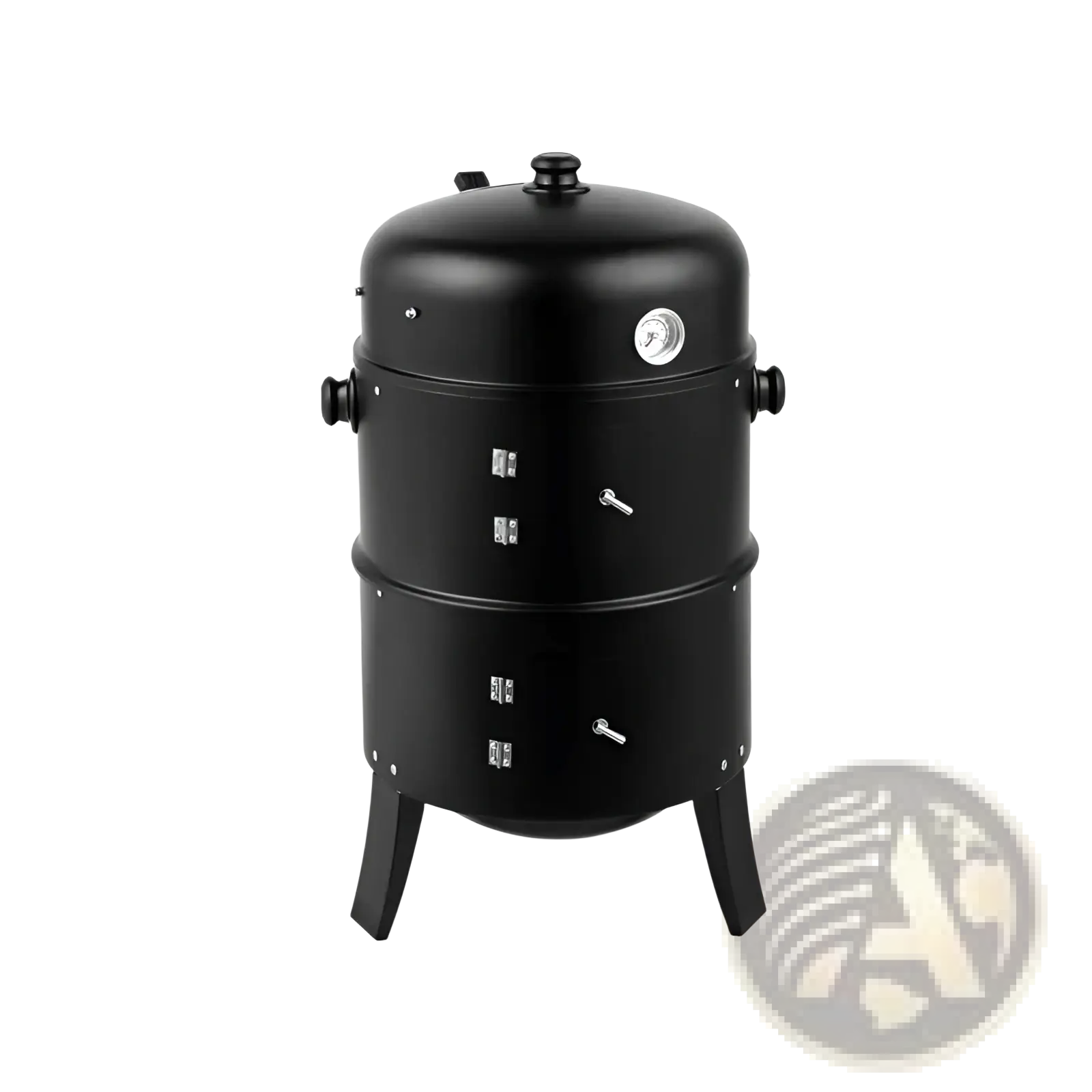 Portable Iron Charcoal Smoker Grill with Thermometer