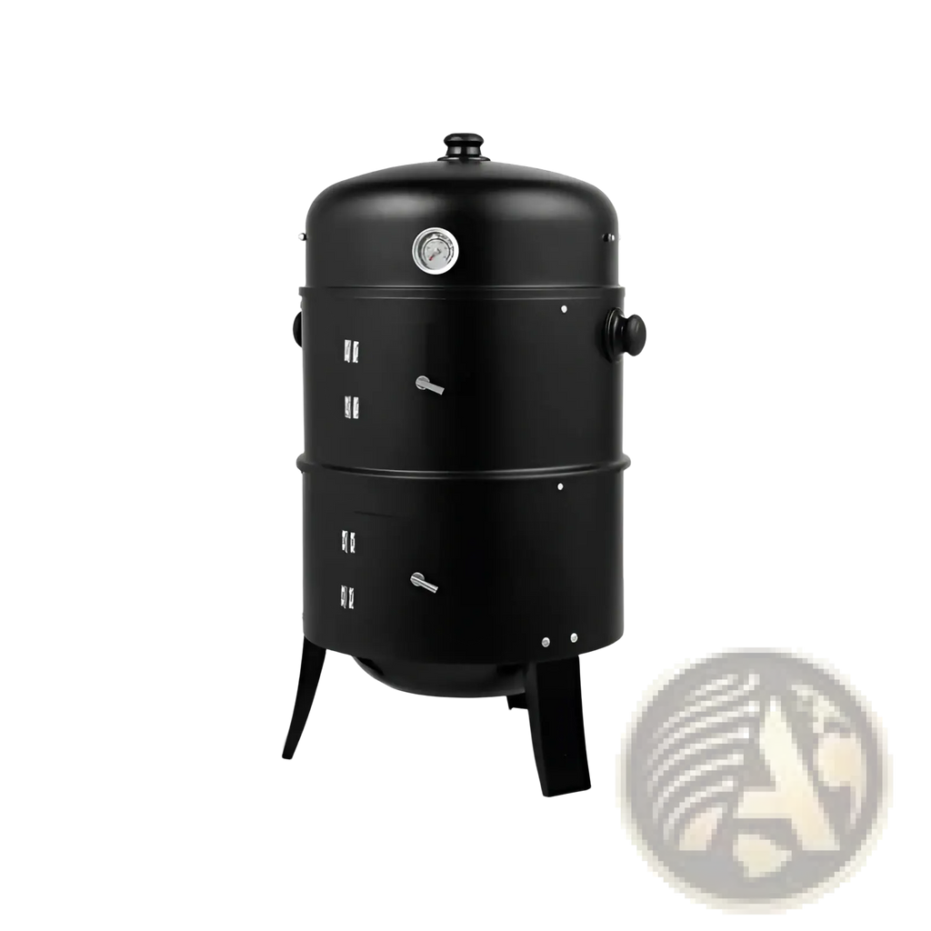 Portable Iron Charcoal Smoker Grill with Thermometer
