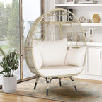 Alora Premium 57-Inch Oversized Rattan Patio Egg Lounge Chair Basket With Cushions (SAK91684)