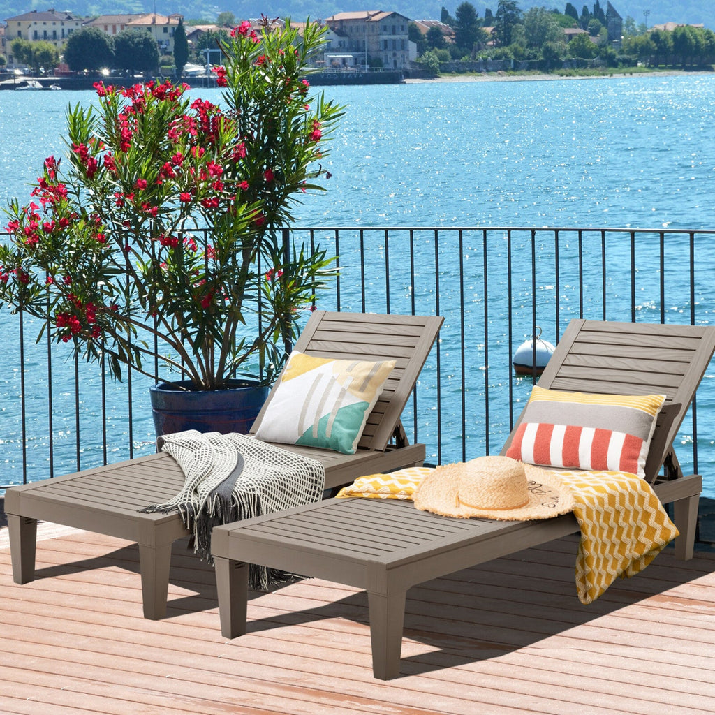 Outdoor Chaise Lounge Chair Set of 2 with 5-Position Backrest