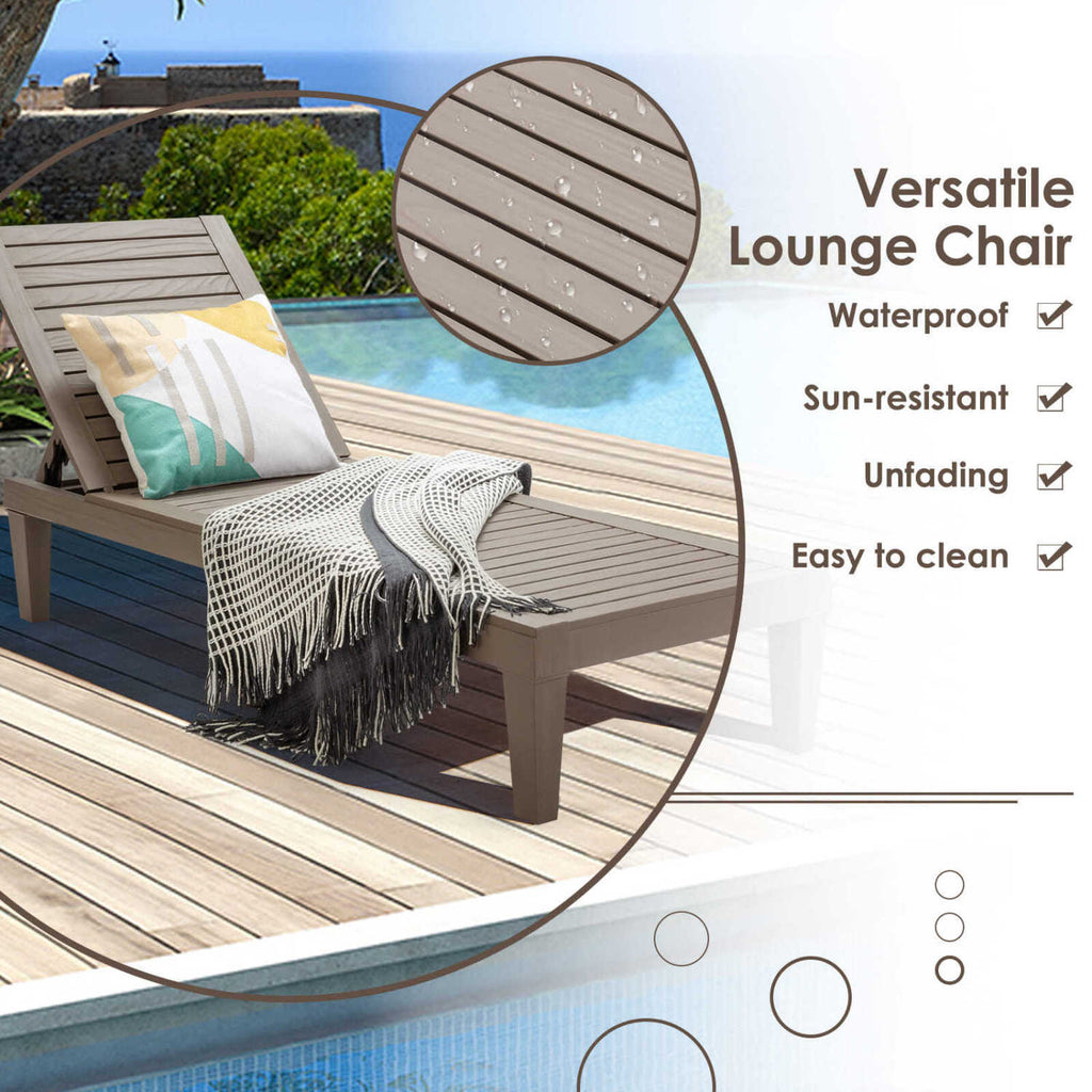 Outdoor Chaise Lounge Chair Set of 2 with 5-Position Backrest