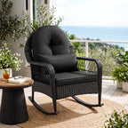 Outdoor Wicker Rocking Chair with Cushions and Anti-Tip Stoppers