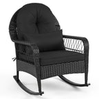 Outdoor Wicker Rocking Chair with Cushions and Anti-Tip Stoppers
