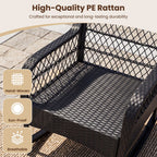 Outdoor Wicker Rocking Chair with Cushions and Anti-Tip Stoppers