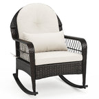 Outdoor Wicker Rocking Chair with Cushions - 400 LBS Capacity